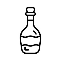 Glass Bottle with Liquid Line Art Icon Vector Isolated on White Background