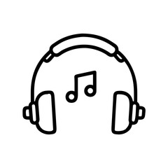 Minimal Line Art Headphones Icon with Music Note Vector Illustration