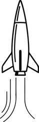 Vector simple rocket launch startup black and white silhouette illustration