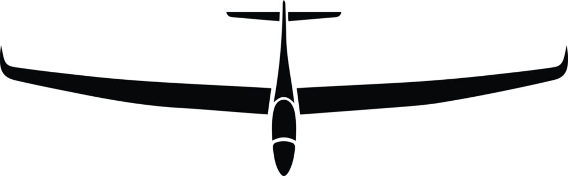 Vector top view glider airplane minimal simple silhouette illustration
