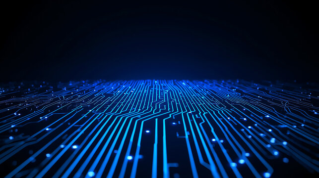 Futuristic blue circuit board background showcasing innovative technology and electronic connectivity for modern digital world - Powered by Adobe