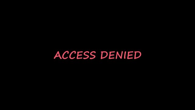 Access Denied — Red Rubber Stamp & At Video animation access denied text red rubber stamp attention icon animation hacked privacy data being hacked on the black background.