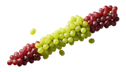Pair of green and purple grapes collection, isolated on transparent background