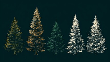 Obraz premium christmas tree line art vector style