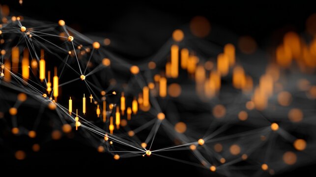 Abstract Network and Glowing Financial Data