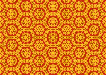 Abstract Floral Geometric Hexagonal Luxury Gold Seamless Pattern Background 