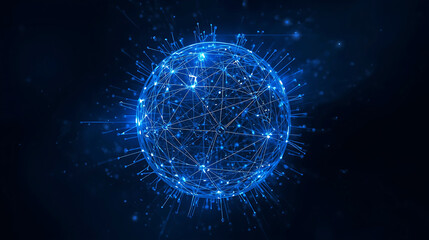 Fototapeta premium Global Network Technology Illustration with Connected Nodes and Lines in Blue Color