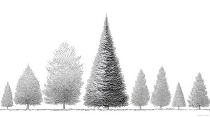 Obraz premium christmas tree line art vector style