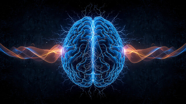 Human brain activity visualization representing artificial intelligence neurology and innovative technologies in medical science