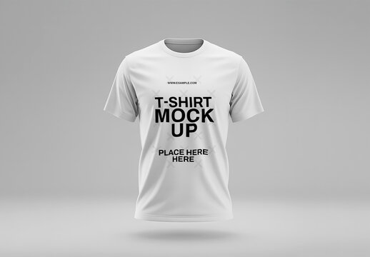 Front Tshirt Mockup Floating in Minimal Studio