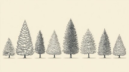 Fototapeta premium christmas tree line art vector style