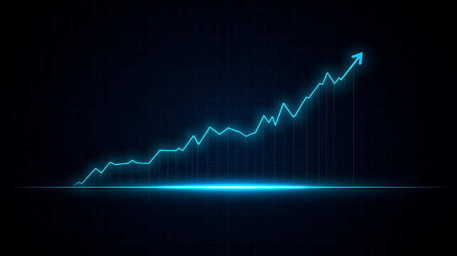 Uptrend Arrow Neon Glowing Chart Representing Business Growth and Financial Success