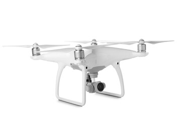 Modern quadcopter isolated on white background