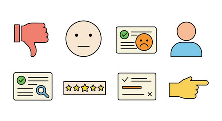 Customer feedback and rating system with icons and user review