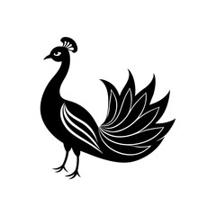 Peacock With Feathers Icon Vector Illustration