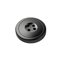 Round dark gray button with four holes garment accessory