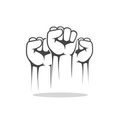 Fist raised up icon with shadow