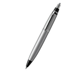 Silver ballpoint pen isolated on transparent background