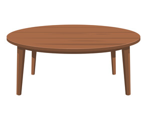 Fototapeta premium Simple wooden round coffee table with four legs isolated on white