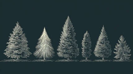 Obraz premium christmas tree line art vector style