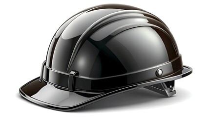 Fototapeta premium A glossy black hard hat isolated on a pure white background