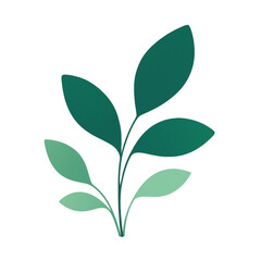 Simple vector graphic of a stylized green plant sprig, an elegant icon for organic, eco-friendly, and wellness concepts