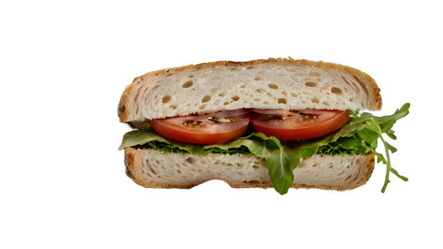 Fresh Sandwich Held in Hands ,isolated on transparent png