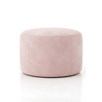 3D pouf or ottoman illustration, soft velvet fabric, pastel color, modern living room accessory