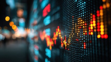 Stock exchange market chart, Stock market data on LED display. Business analysis concept.