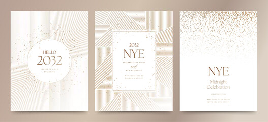 Luxury New Years Eve Party Flyer / Poster Template in White & Gold Hues with Luxe Minimalist Styling for NYE Banner, Flier & Background Layouts