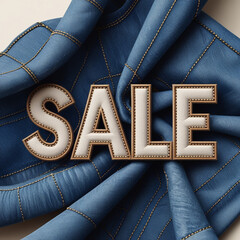 Denim Background with Sale Text Promotes Fashion Deals and Discounts