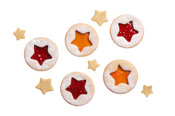 Linzer cookies set on Transparent background