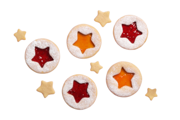 Linzer cookies set on Transparent background