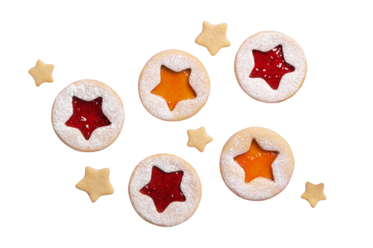 Linzer cookies set on Transparent background