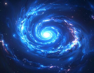 Spiraling cosmic vortex, swirling vibrant nebulae, bright center