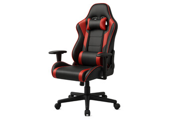 Modern gaming chair offering ergonomic support and comfort for extended use during gaming, streaming, or office work. Transparent background