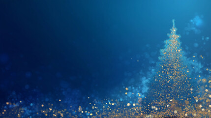 Sparkling Christmas: Shimmering holiday cheer captured in a festive display. Golden ornaments adorn a radiant christmas tree, sparkling against a cerulean canvas of festive joy. 
