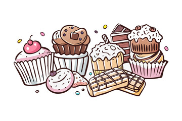 Assorted Desserts Cupcakes Cookies and Candy chocolate