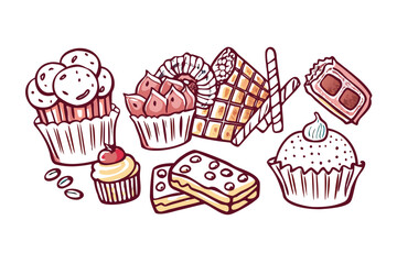 Assorted Sweet Treats Doodle Collection cupcake cookie