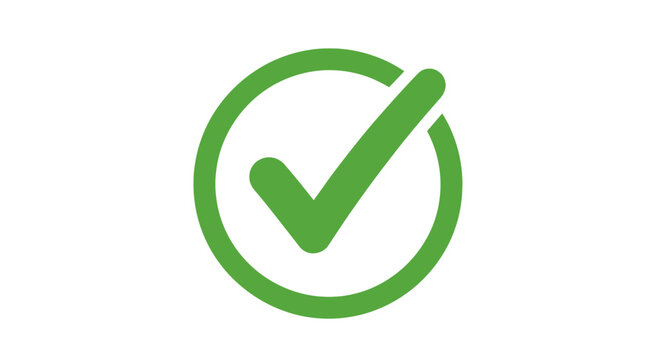 Green Check Mark Icon Symbolizing Approval and Success.