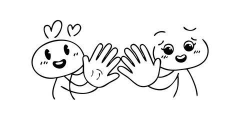 Cute Hugs and High Fives Doodle Icons handshake friendship 1