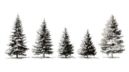 Obraz premium christmas tree line art vector style