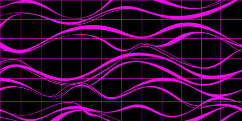 Neon Pink Grid Wave Abstract Seamless Background