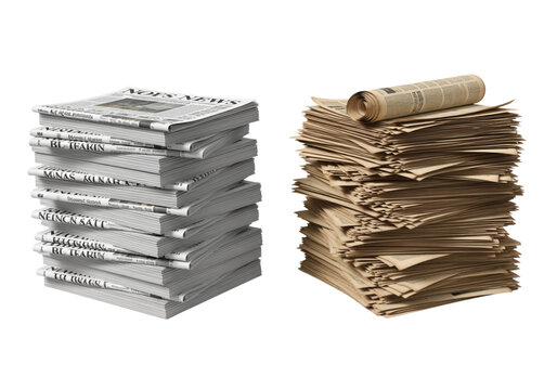 Newspaper stack duo isolated on transparent background