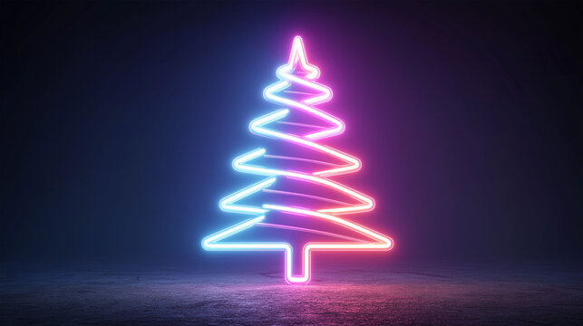 Neon Christmas Tree: A festive neon tree glows against a dark background, its vibrant colors capturing the festive spirit.