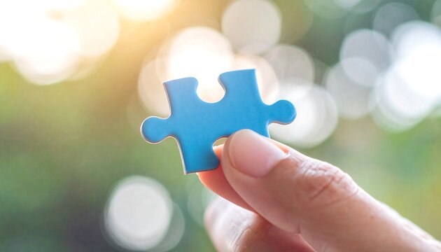 Holding a Blue Puzzle Piece - Completing the Solution.
