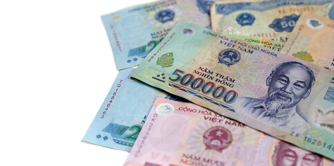 Vietnamese dong banknotes. Money concept