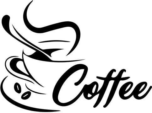 Minimalist Coffee Cup Illustration with 'Coffee' Typography