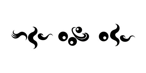 Abstract black swirling vapor on white background smoke