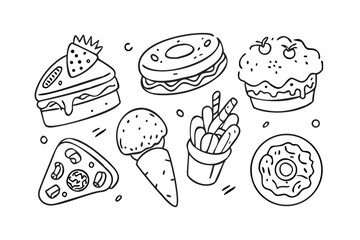Doodle Style Fast Food and Sweets Collection pizza slice